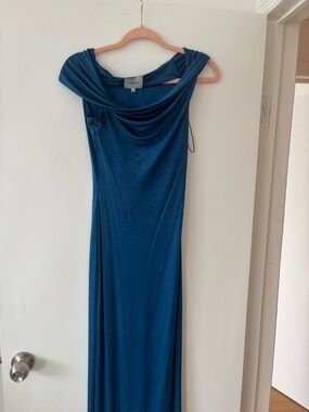 Reformation Teal Draped Cowl Maxi Dress